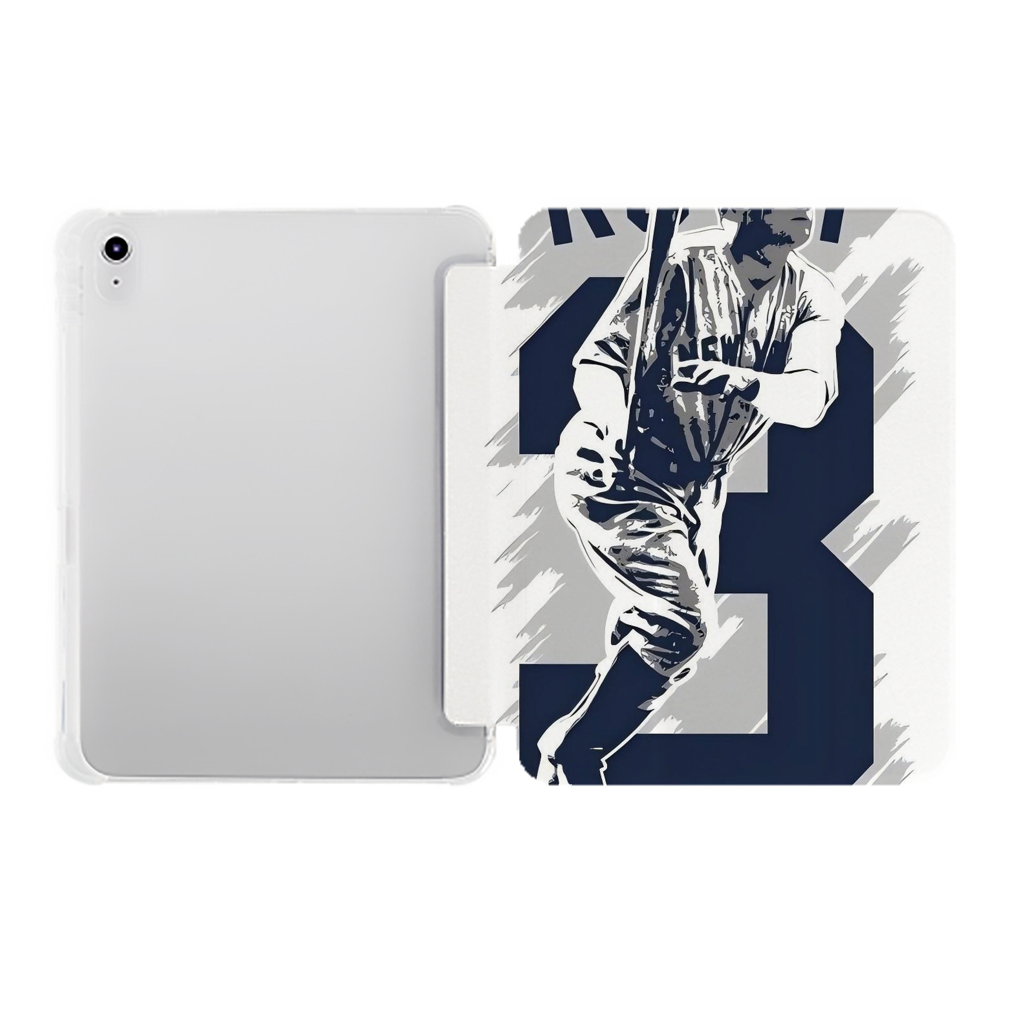 Babe Ruth 27 Premium Tri-Fold PU Leather & Silicone IPad Case With Pencil Slot – Fits 9.5,10.5,10.9 – Adjustable Stand, Slim, Protective